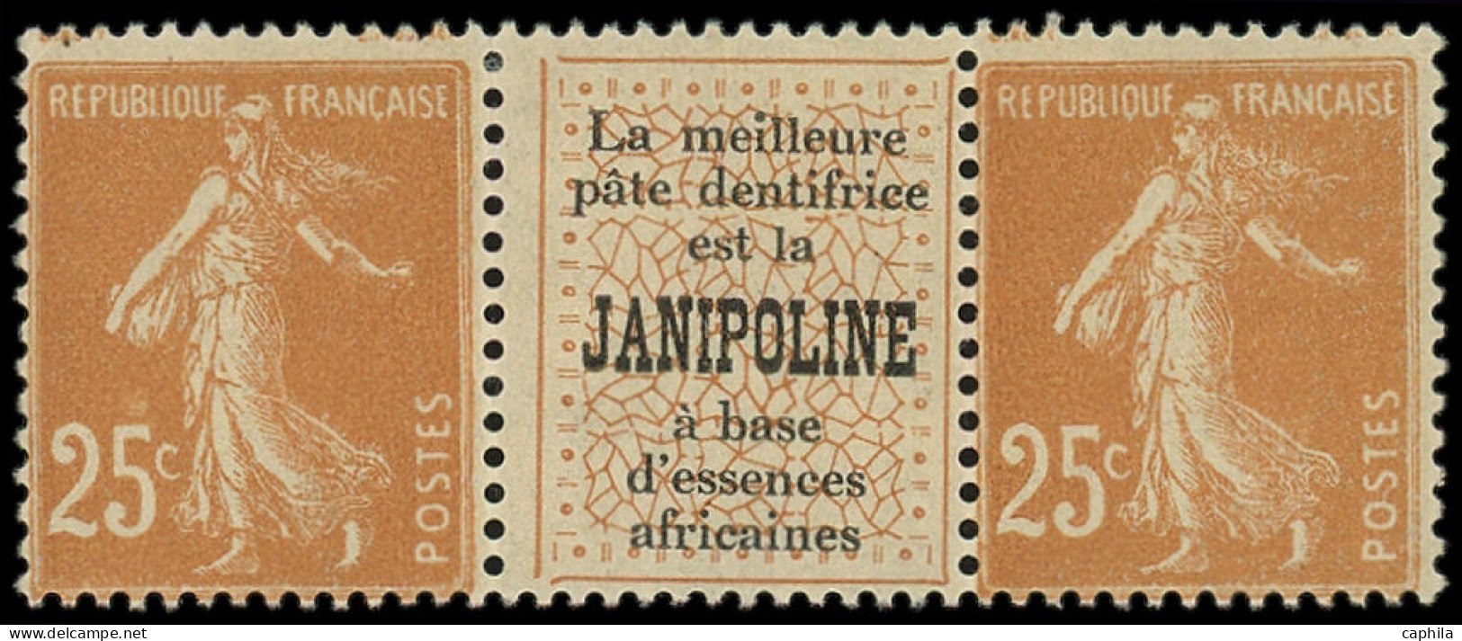 ** FRANCE - Poste - 235, Paire Horizontale Avec Publicité "Janipoline": 25c. Jaune-brun - Neufs