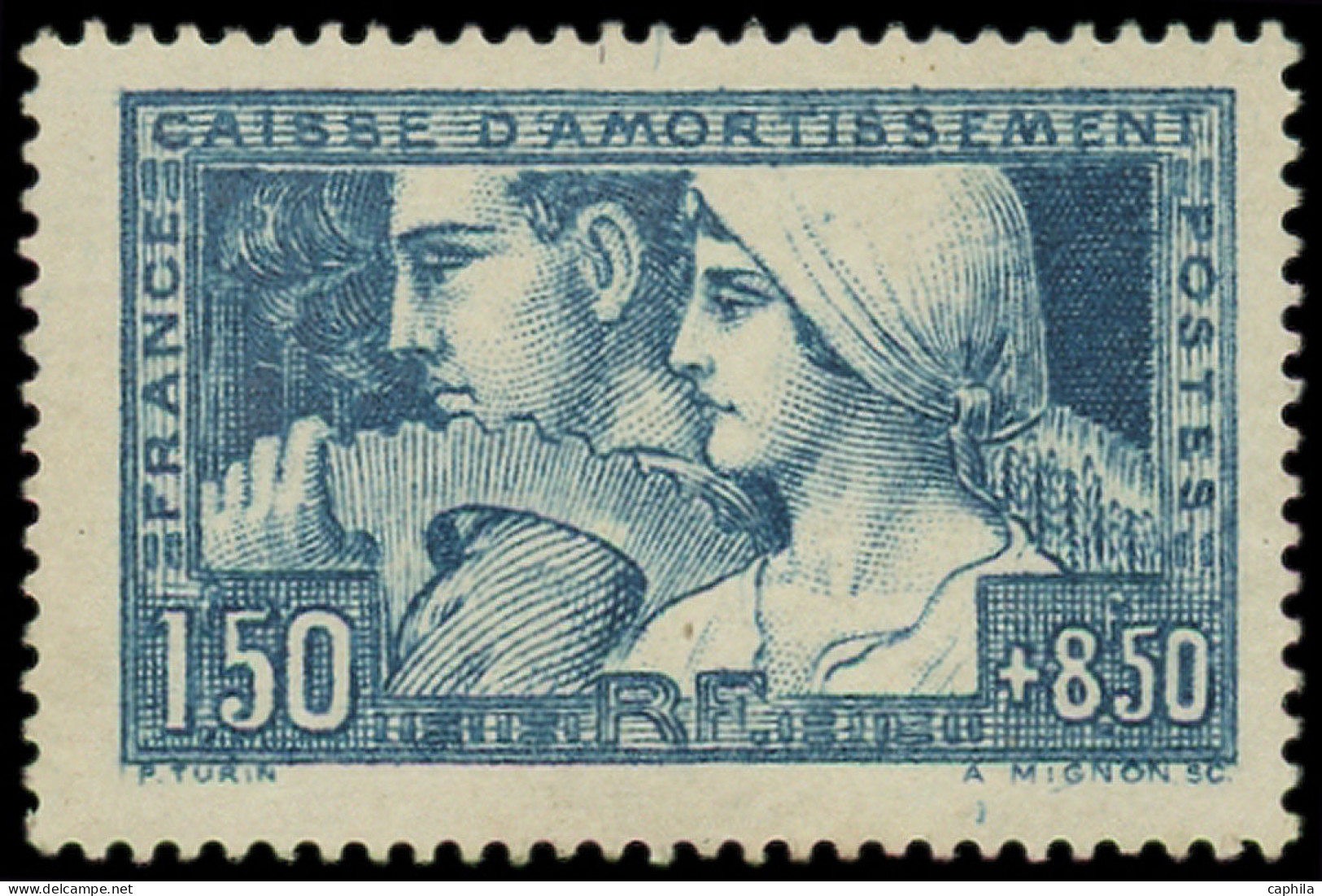 ** FRANCE - Poste - 252c, Type I, Bleu-vert, Signé Calves: Le Travail - Unused Stamps