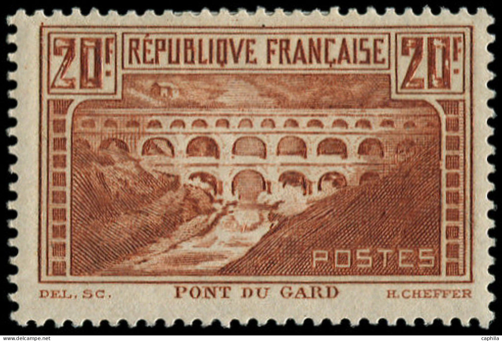 * FRANCE - Poste - 262, Type IIB, Chiffres Blancs: 20f. Pont Du Gard - Unused Stamps