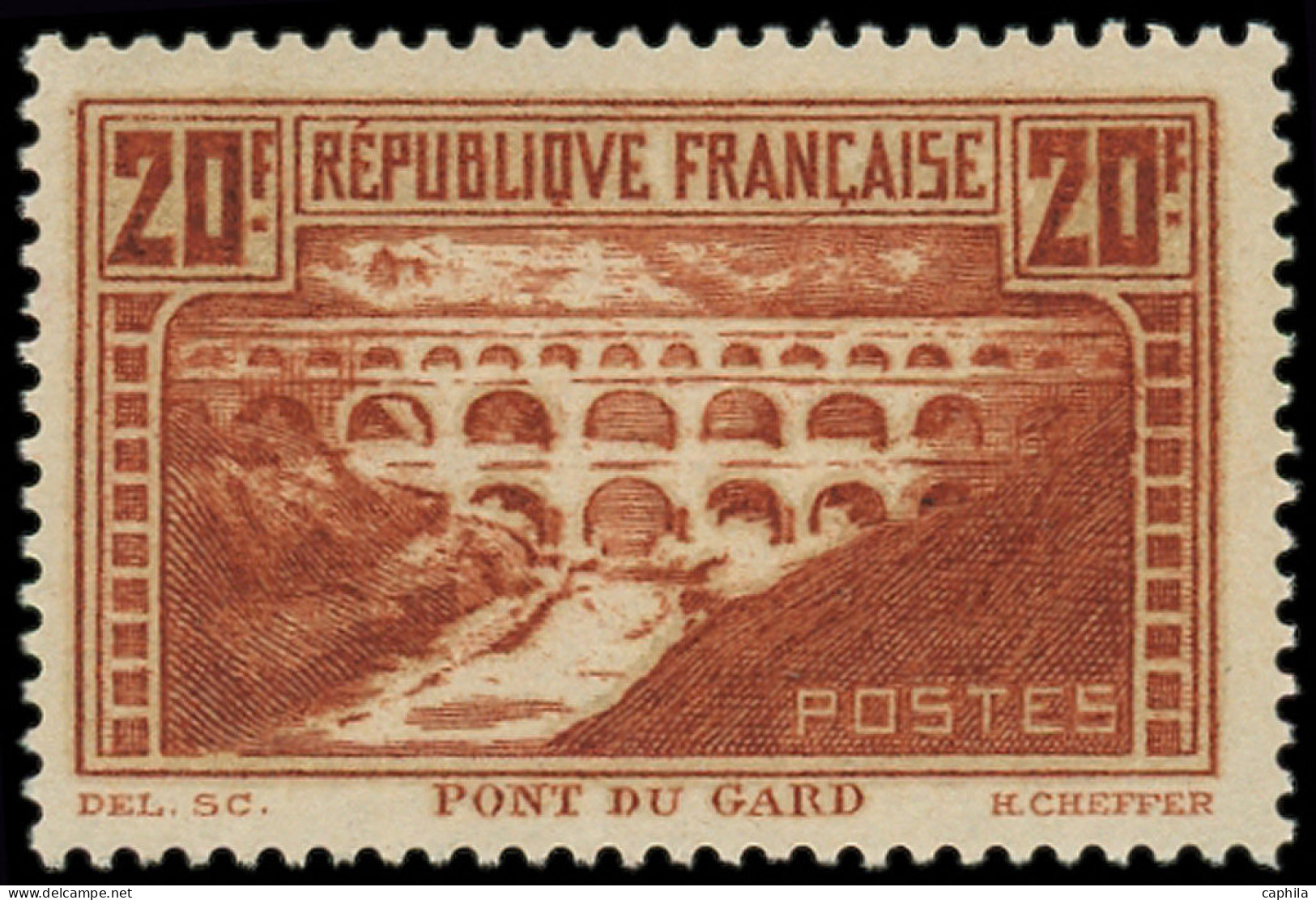 ** FRANCE - Poste - 262b, Type IIB, Rivière Blanche: 20f. Pont Du Gard - Neufs
