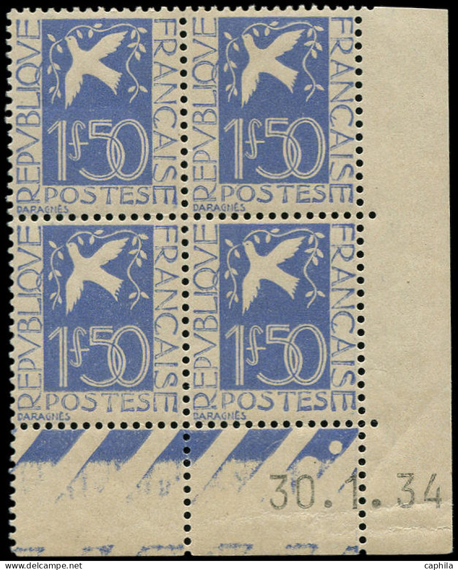 ** FRANCE - Poste - 294, Bloc De 4, Cd 30/1/34 (légères Adhérences Noires): Colombe De La Paix - Unused Stamps