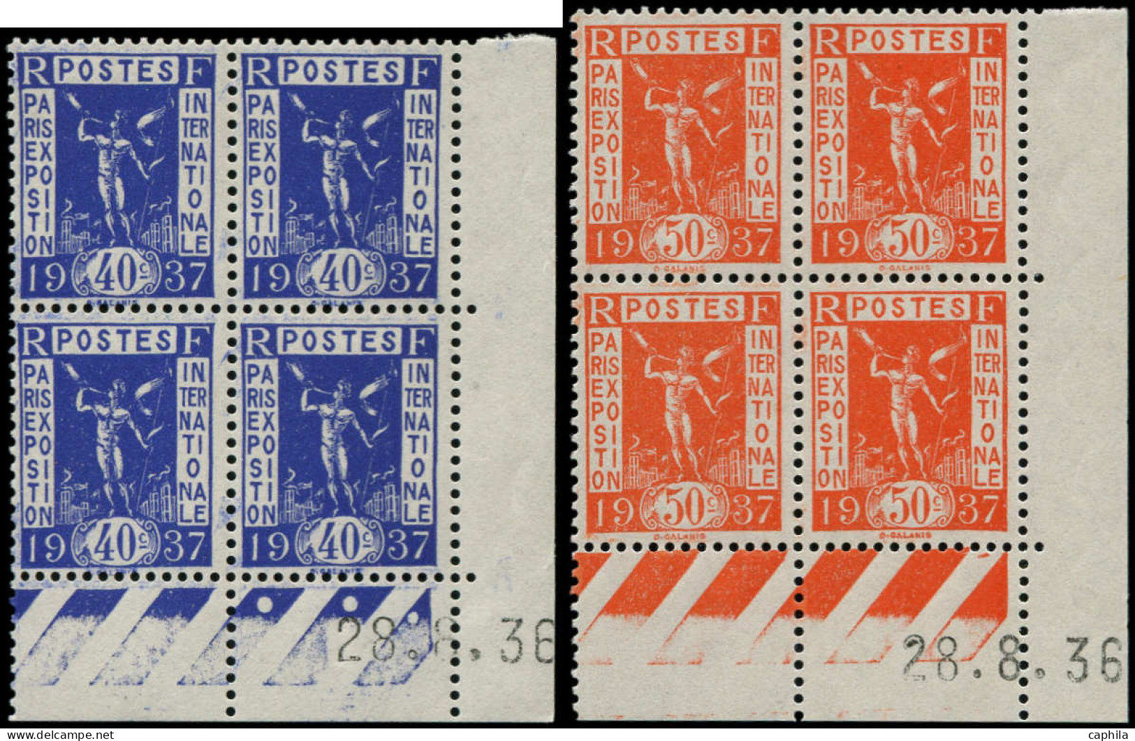 ** FRANCE - Poste - 322/27, Complet 6 Valeurs, Tous En Blocs De 4 CD, Expo De Paris 1937 - Unused Stamps