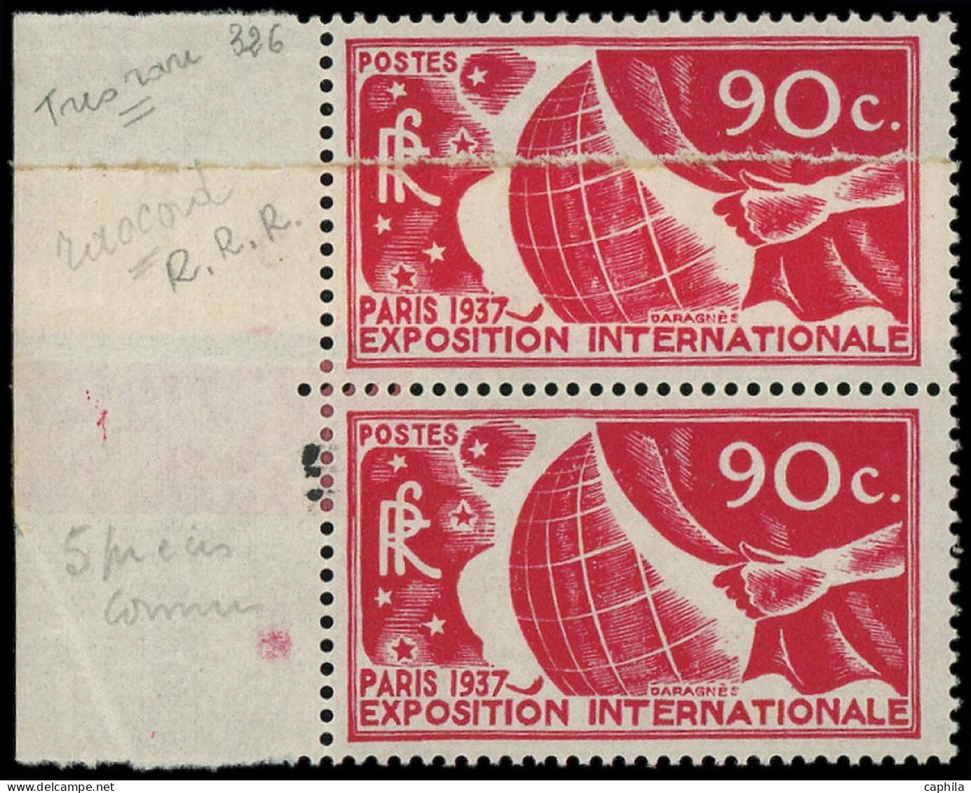 ** FRANCE - Poste - 326a, Paire Dont 1 Ex Impression Sur Raccord: Expo De Paris 1937 - Ungebraucht