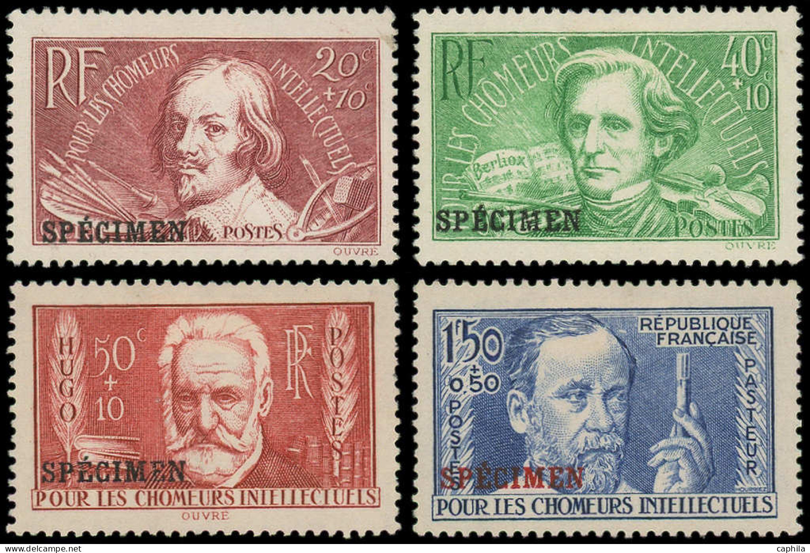 (*) FRANCE - Poste - 330a/33a, Surchargé Spécimen: Chômeurs Intellectuels - Unused Stamps