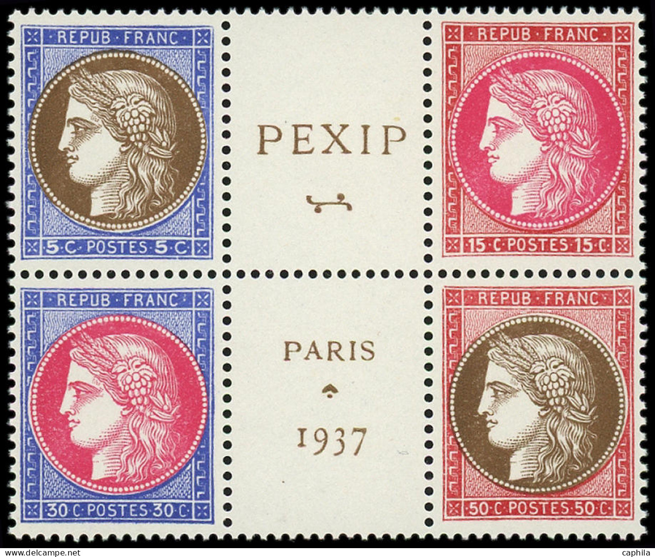 ** FRANCE - Poste - 348/51, Bloc De 4 Avec Vignette: Pexip 1937 - Neufs