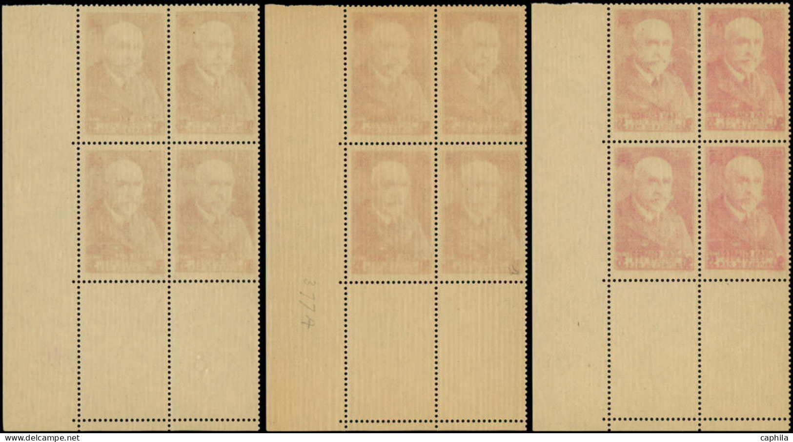 ** FRANCE - Poste - 377A, 3 Blocs De 4 Coins Datés 2/5/8 Juin 39: 90 + 35c. Charcot - Altri & Non Classificati