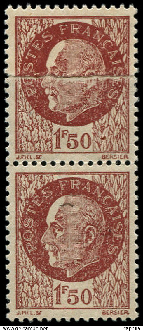 ** FRANCE - Poste - 517k, Paire Dont 1 Exemplaire Impression Sur Raccord: 1.50f. Pétain - Neufs