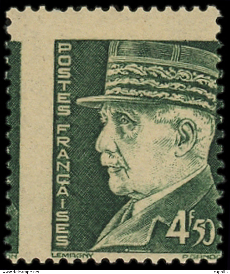 * FRANCE - Poste - 523, Piquage à Cheval: 4.50f. Vert - Unused Stamps