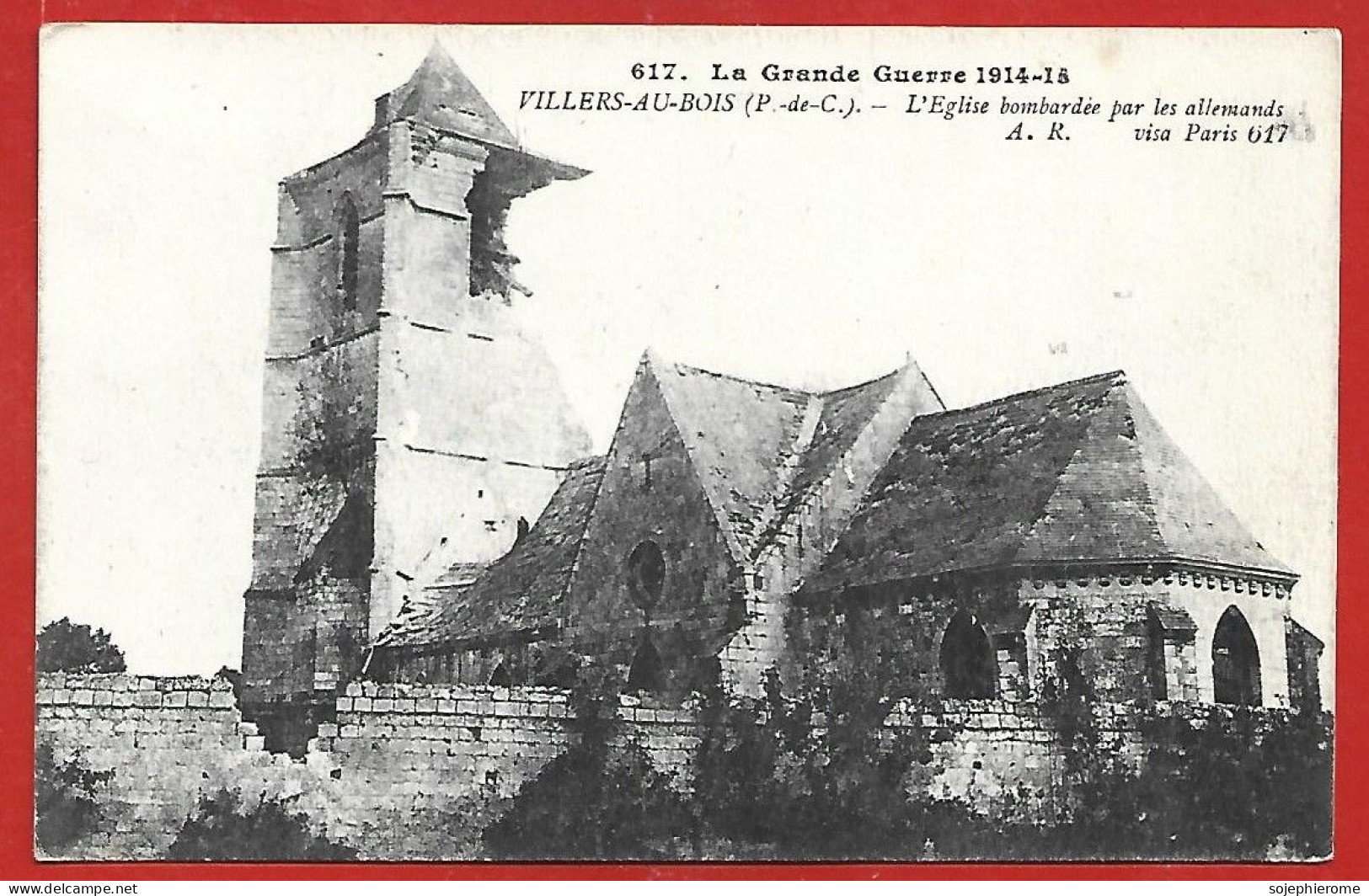 Villers-au-Bois (62) "l'église Bombardée Par Les Allemands" 2scans - Andere & Zonder Classificatie