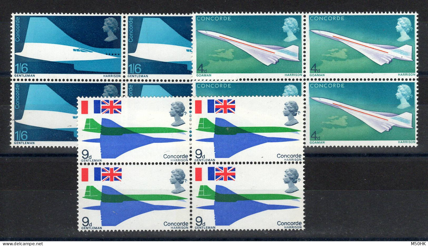 Grande Bretagne - YV 555 à 557 N** MNH Luxe En Blocs De 4 , Concorde - Unused Stamps