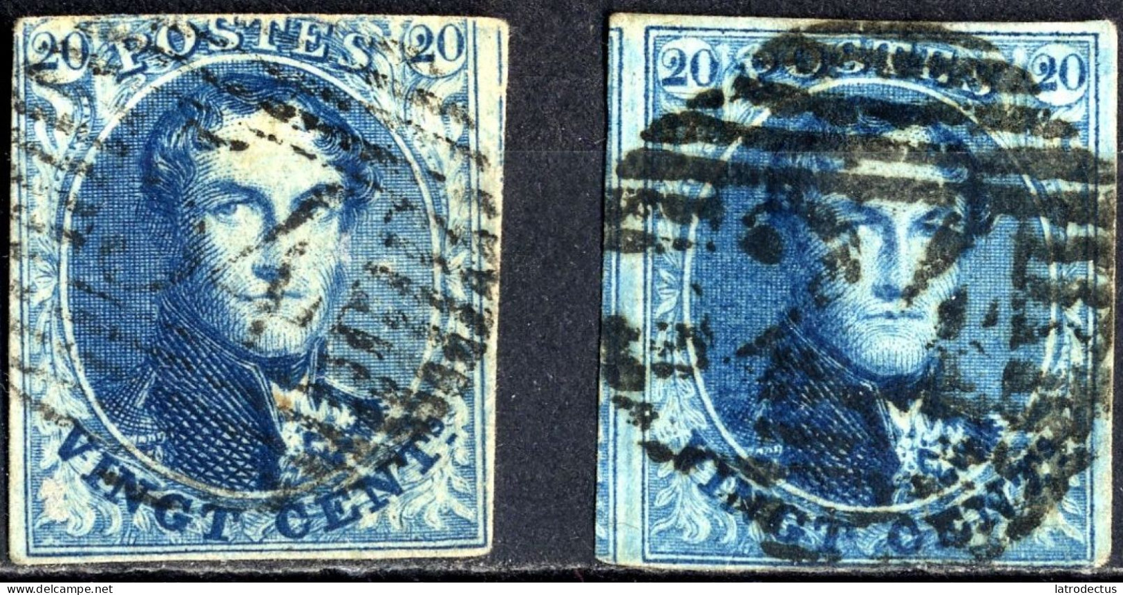 1851 - Nr 7 - Vingt Cents (°) Dik Papier - 1851-1857 Medallions (6/8)