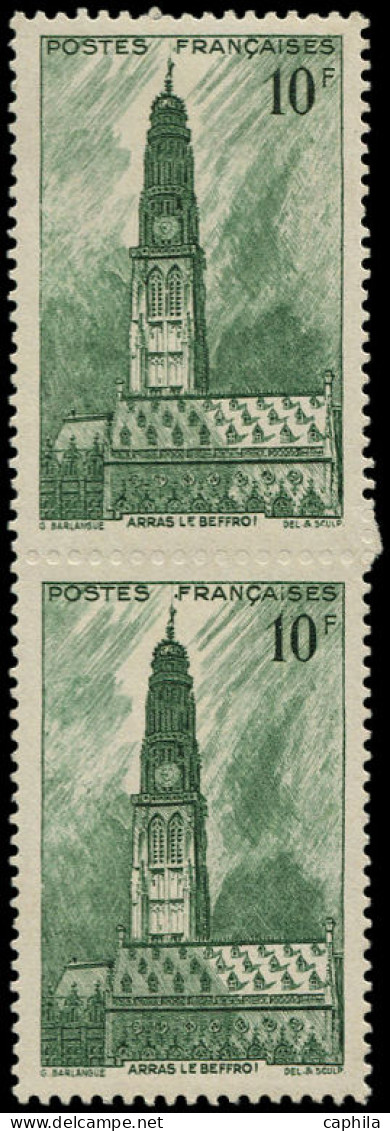 ** FRANCE - Poste - 567, Paire Non Dentelée Accidentelle Au Centre (trace De Perforation): Arras - Unused Stamps