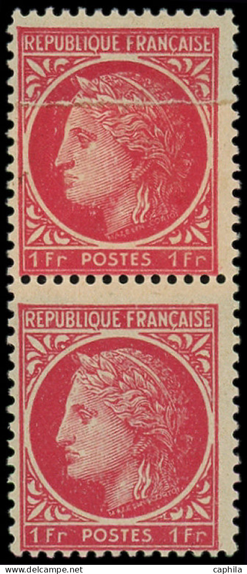 * FRANCE - Poste - 676, Paire Impression Sur Raccord: 1f. Cérès De Mazelin - Unused Stamps