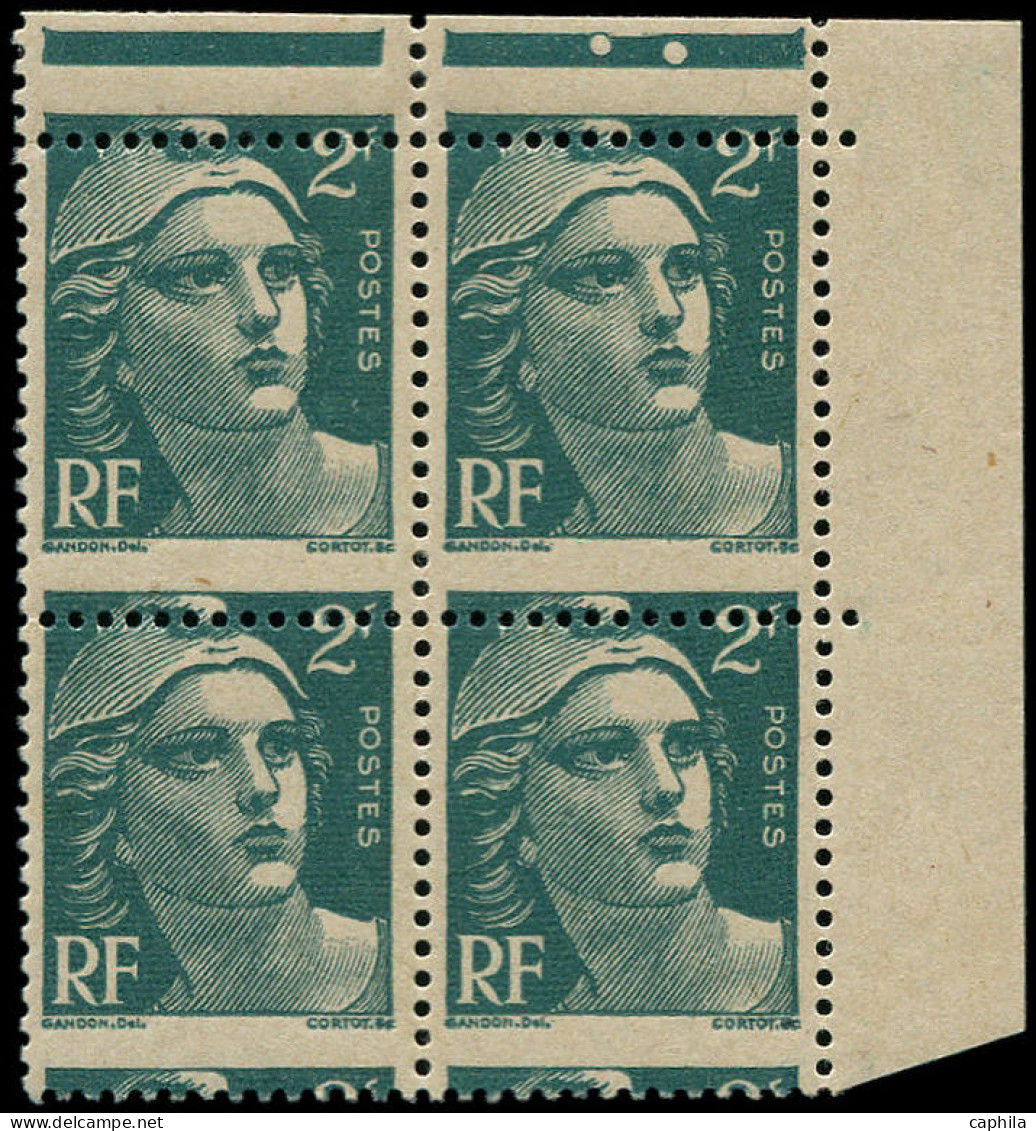 ** FRANCE - Poste - 713i, Bloc De 4 Piquage à Cheval: 2f. Gandon (Spink) - Unused Stamps