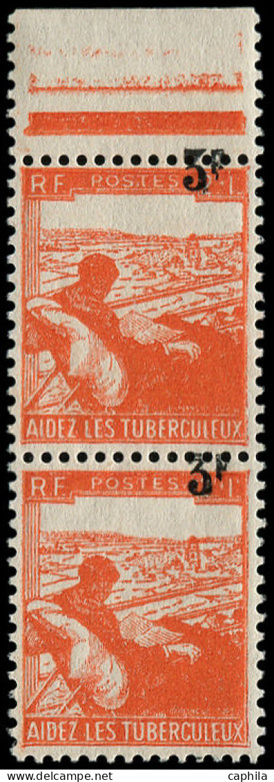 ** FRANCE - Poste - 750b, En Paire, Surcharge à Cheval: Tuberculeux Surchargé (Spink) - Unused Stamps