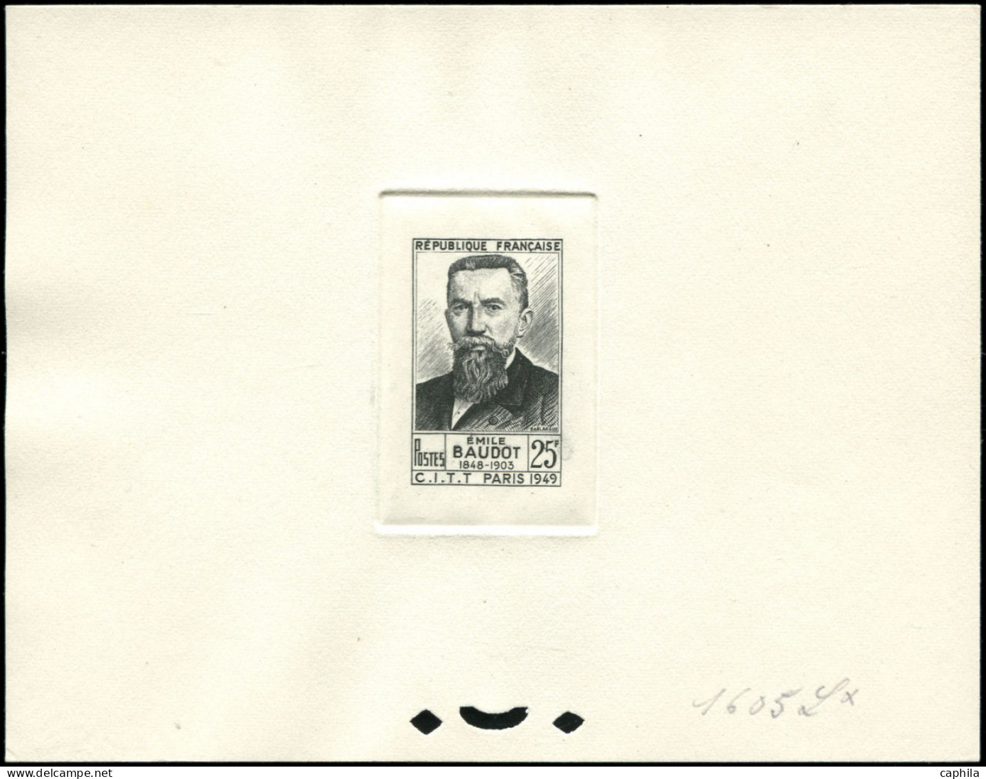 EPT FRANCE - Poste - 846A, Non émis Erreur "1848", épreuve D'atelier En Noir (n° 1605): 25f. Baudot  (Spink) - Unused Stamps