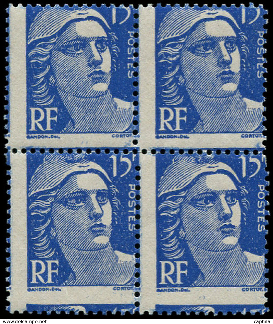 ** FRANCE - Poste - 886g, Bloc De 4, Piquage à Cheval: 15f. Gandon Bleu - Unused Stamps