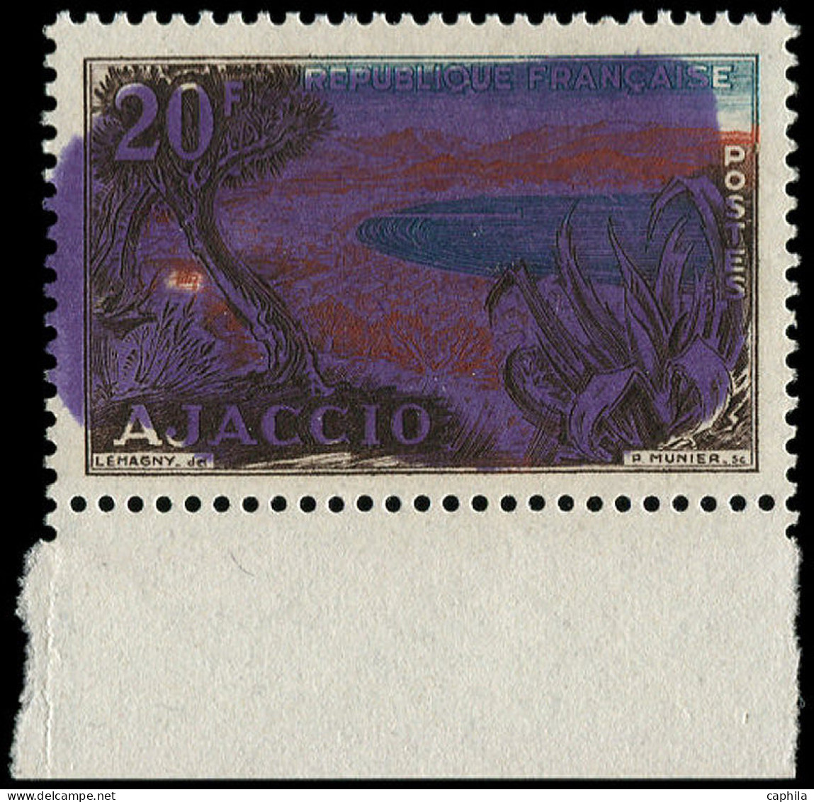 ** FRANCE - Poste - 981, Maculation Violette Sur Tout Le Timbre: Ajaccio - Unused Stamps