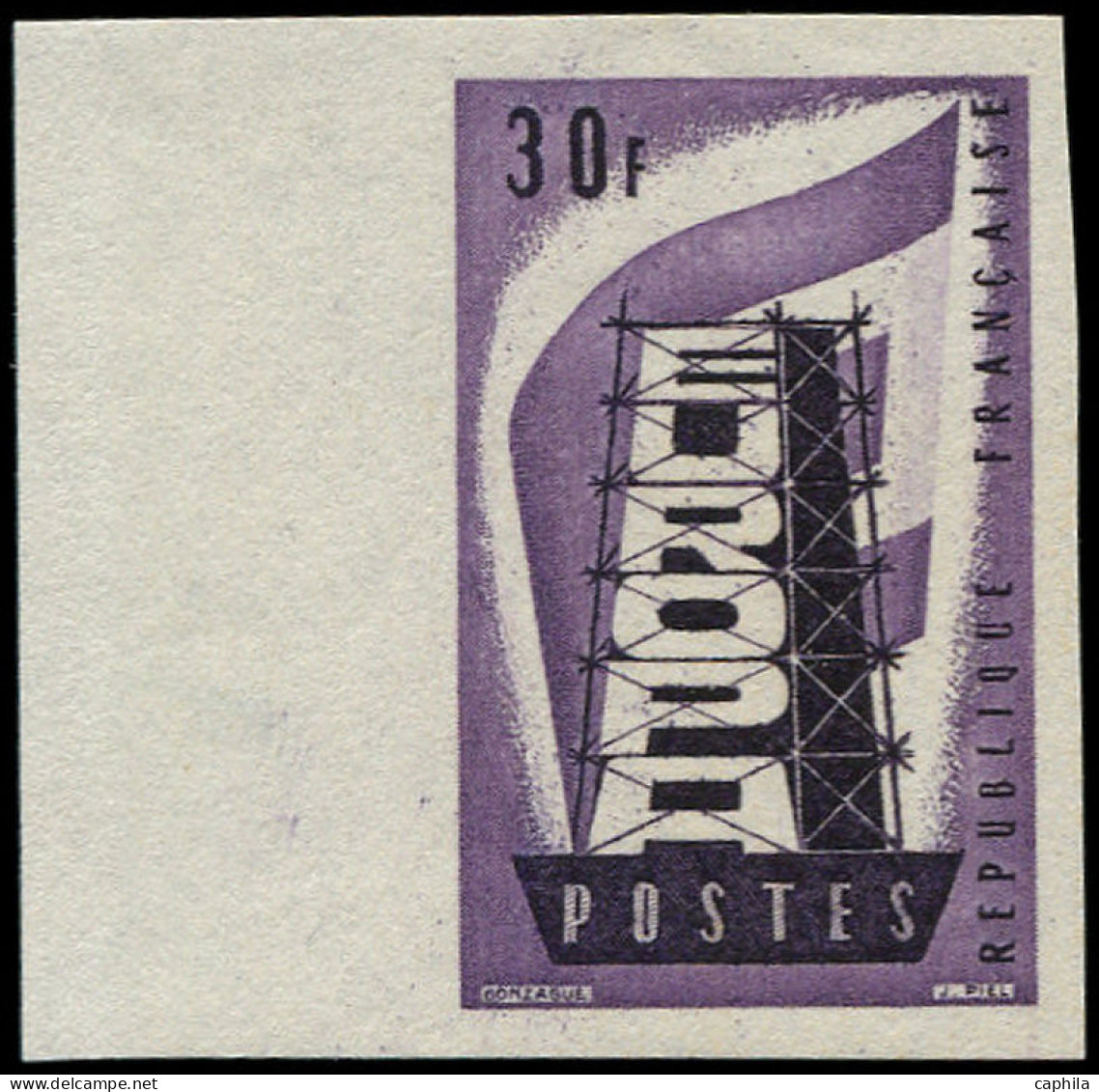 ** FRANCE - Poste - 1077, Essai De Couleur Non Dentelé En Violet: Europa 1956 (Spink) - Ongebruikt