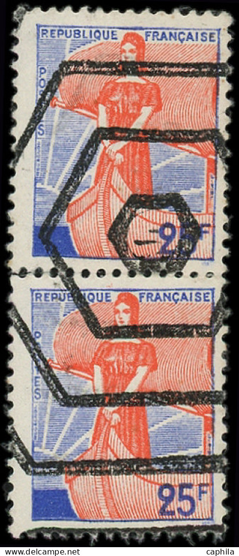 (*) FRANCE - Poste - 1216, Paire Verticale, Non émise Avec Annulations Hexagonales: 25f. Orange Et Bleu (Cérès 1216A) - Ungebraucht