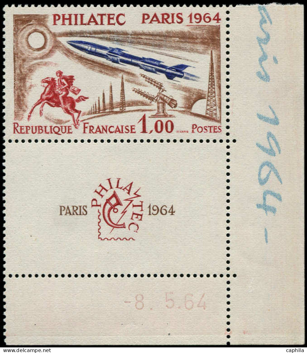 ** FRANCE - Poste - 1422, Erreur Coin Daté à Droite En Rouge 8/5/64 (cote Du Bloc De 4: 4600€): Philatec - Unused Stamps