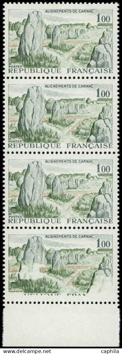 ** FRANCE - Poste - 1440, Bande De 4 Verticale, 1 Ex Légende Du Bas Manquante - Unused Stamps