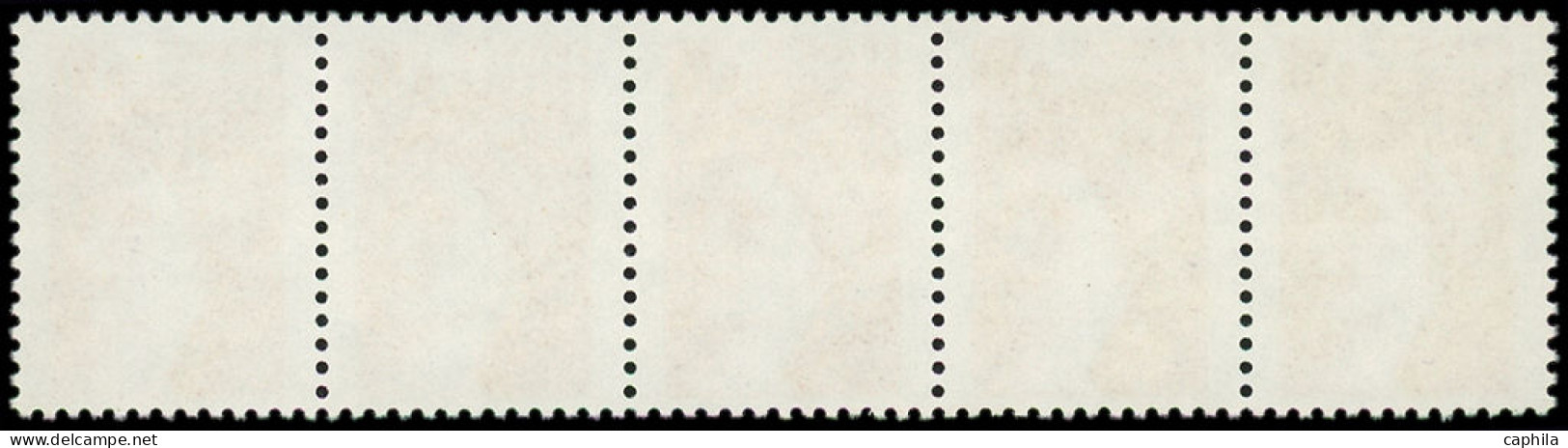 ** FRANCE - Poste - 1965b, Bande De 5 Horizontale, Sans Bande De Phosphore: 10c. Sabine Brun - Unused Stamps