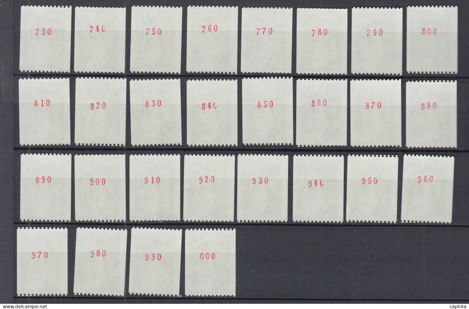 ** FRANCE - Poste - 2157a, 100 N° Rouge De "010" à "000", Complet: 1.40f. Sabine Vert - Unused Stamps