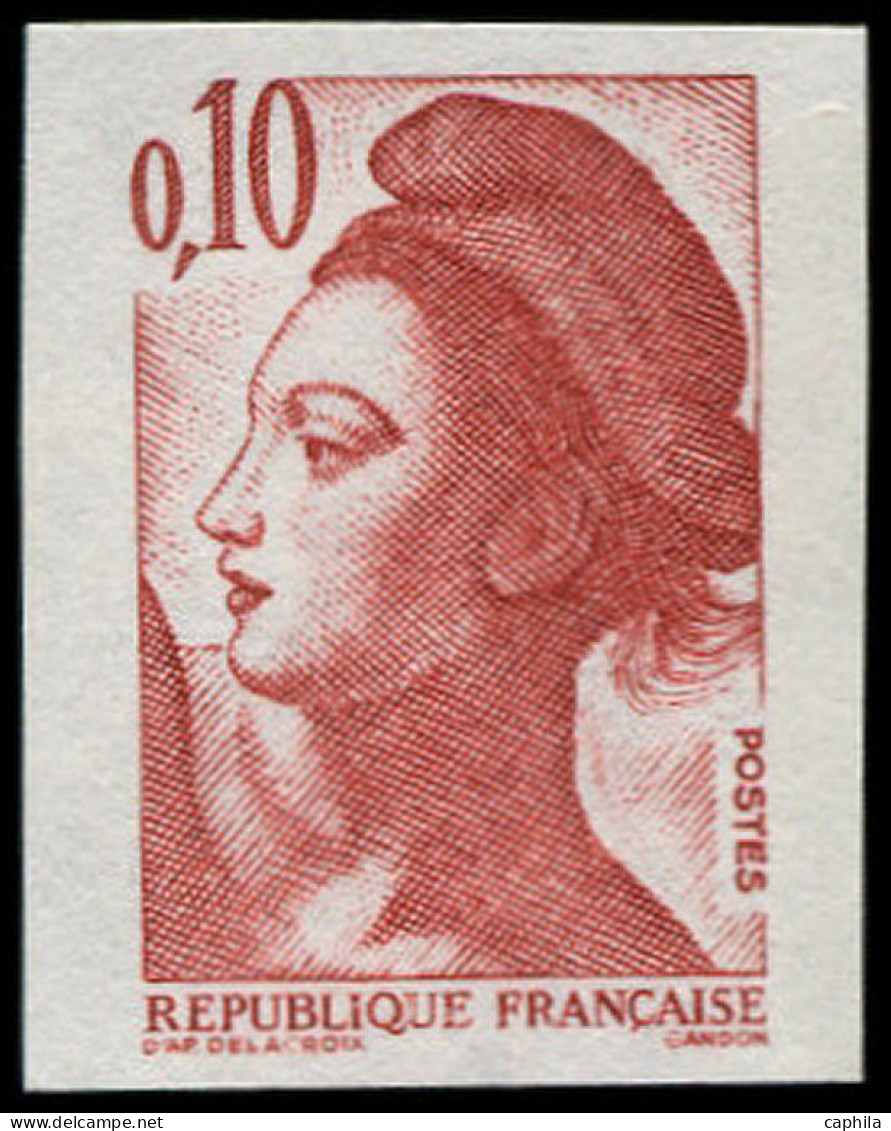 ** FRANCE - Poste - 2179j, Non Dentelé Accidentel Papier épais (de Meulun), Signé Calves: 0.10 Liberté - Unused Stamps