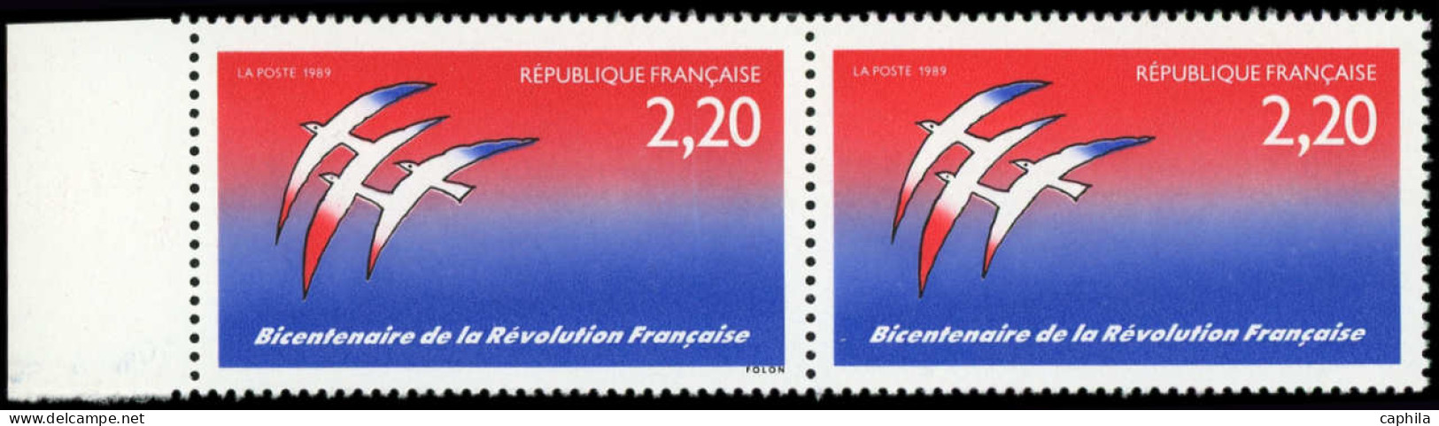 ** FRANCE - Poste - 2560a, Paire Horizontale Dont 1 Ex Sans Signature Folon - Unused Stamps