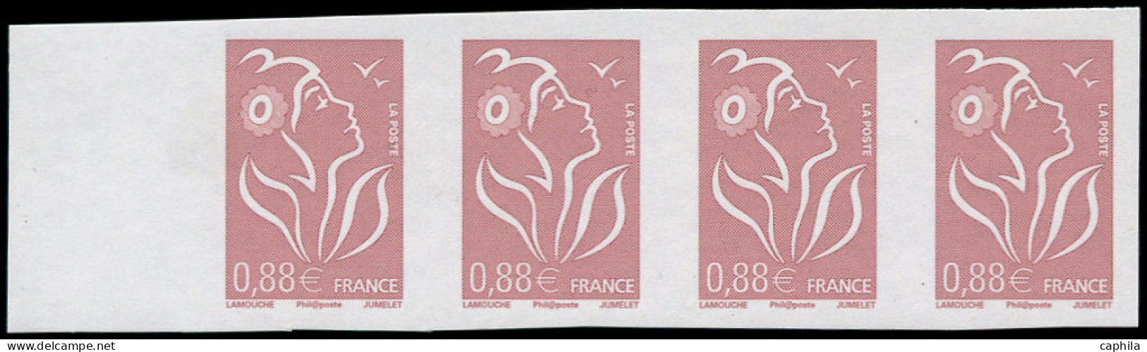 ** FRANCE - Poste - 4155b, Bande De 4, Non Dentelée Accidentel, Certificat Calves: 0.88€ Lamouche (Spink) - Unused Stamps