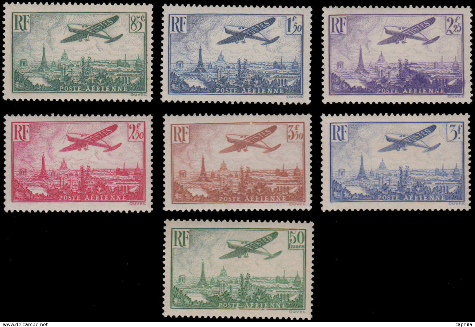 ** FRANCE - Poste Aérienne - 8/14, Complet 7 Valeurs, Dont 14 Signé Calves - 1927-1959 Mint/hinged