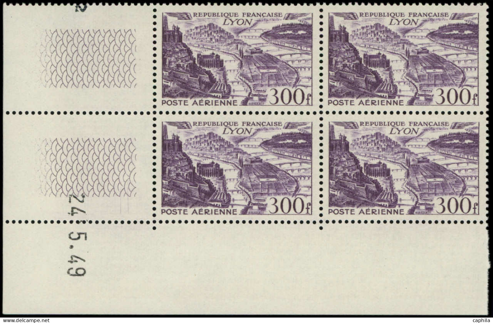 ** FRANCE - Poste Aérienne - 26, Bloc De 4 Cd 24/5/49: 300f. Lyon - 1927-1959 Neufs