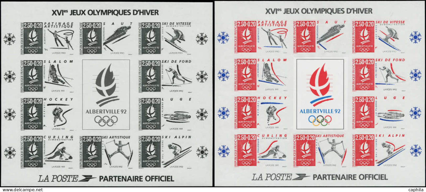 ** FRANCE - Blocs Feuillets - 14a/b, Non Dentelé + ND En Noir: J.O.d'Albertville 1990 - Other & Unclassified