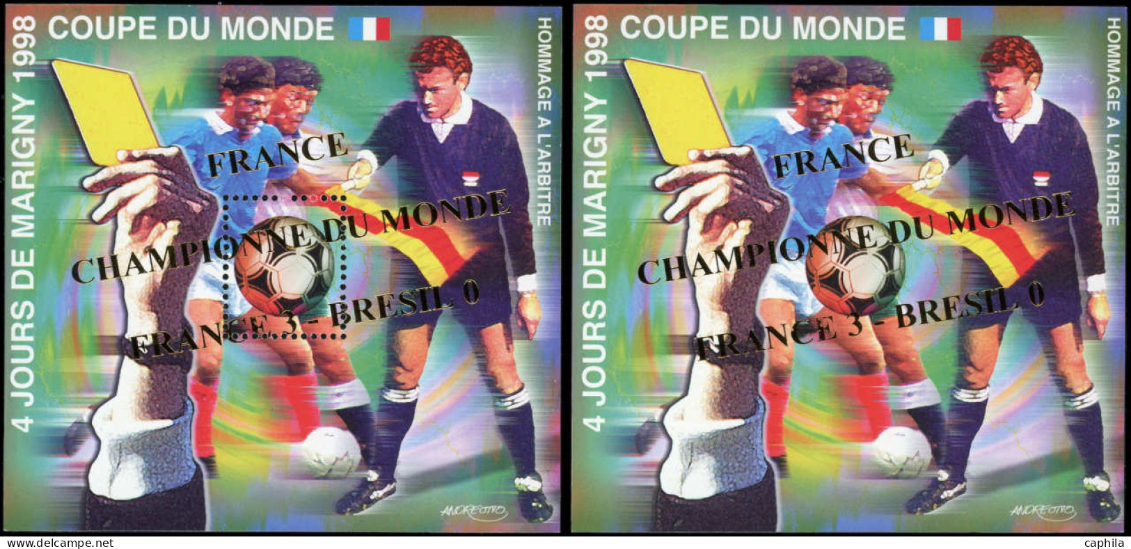 ** FRANCE - Blocs CNEP - Bloc Marigny 10a, Surchargé " Champion Du Monde" Dentelé Et Non Dentelé: Coupe Du Monde 98 - CNEP