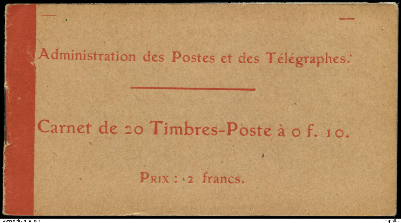 ** FRANCE - Carnets - 138-C1, Carnet De 20, Gomme Légèrement Glacée Par Endroit): 10c. Semeuse Rouge - Other & Unclassified