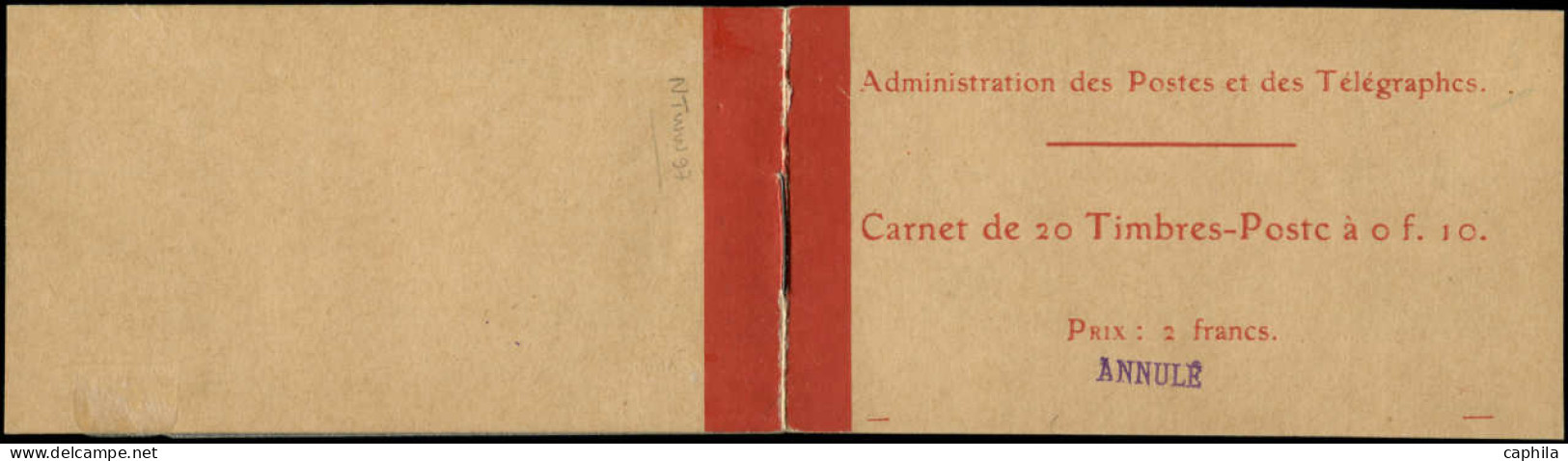 N FRANCE - Carnets - 138-CA1, Couverture Vide Surchargée Annulé En Violet - Autres & Non Classés