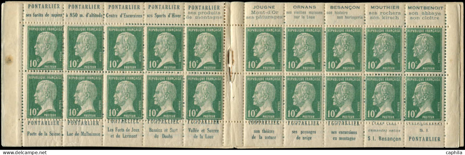 ** FRANCE - Carnets - 170-CP1, Série 93, Carnet De 20, Adhérence De Couverture + Tache Huileuse: 10c. Pasteur - Autres & Non Classés