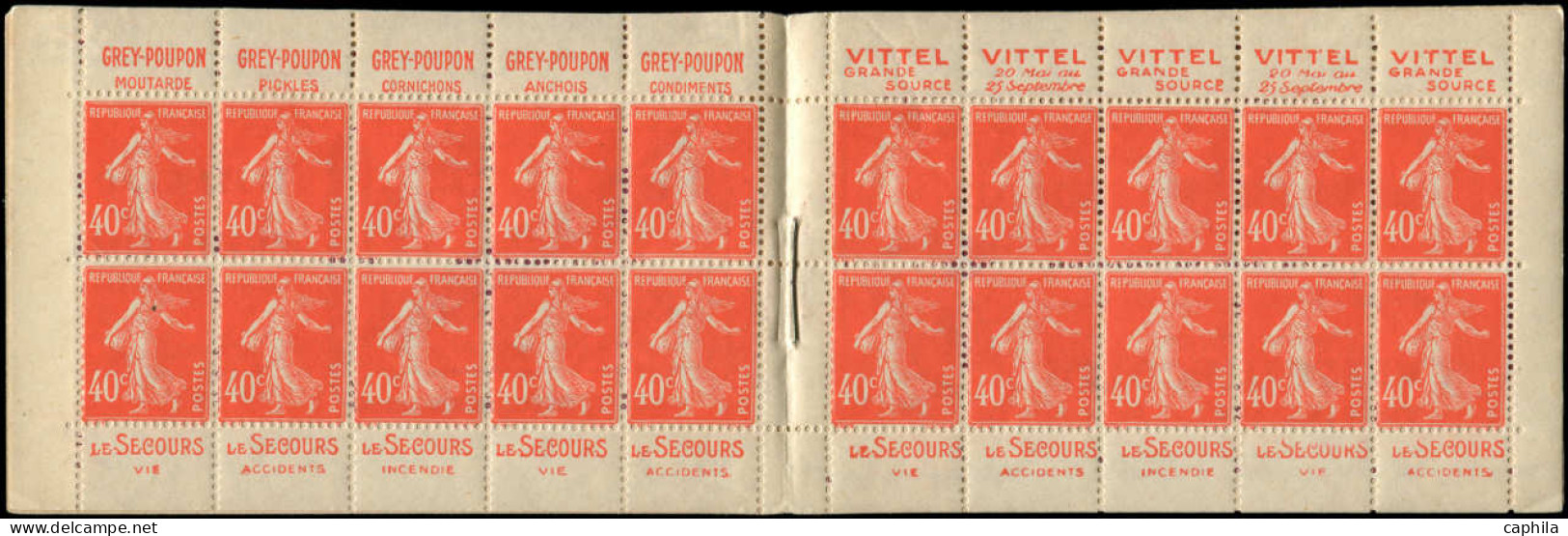 ** FRANCE - Carnets - 194-C4, Série 109, Carnet De 20, Un Exemplaire Adhérence De Couverture: 40c. Semeuse Vermillon - Autres & Non Classés