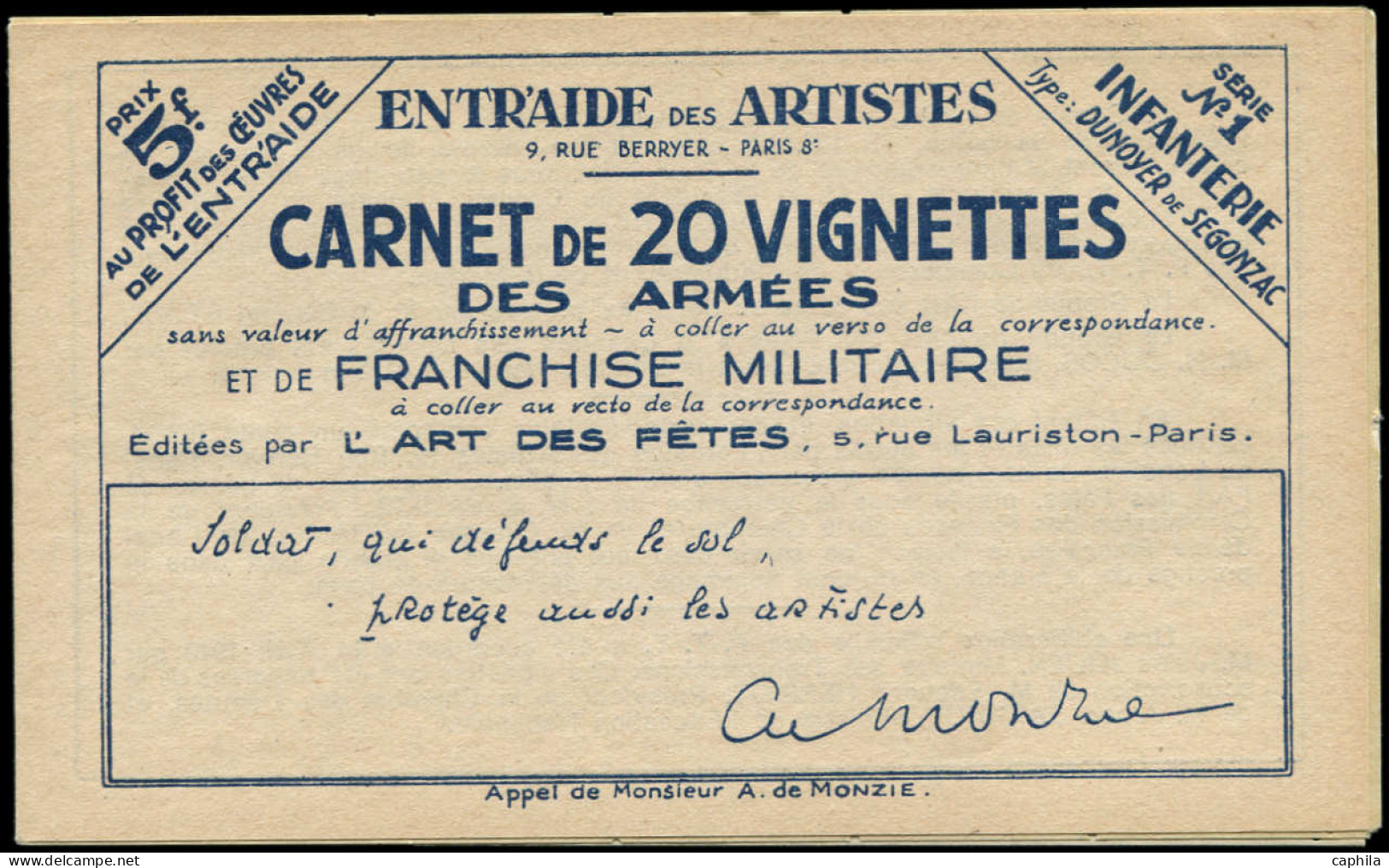 SPE FRANCE - Carnets - Spink 246, Complet, Surcharge à Main Noire "spécimen", Signé Mayer, Luxe: Infanterie (Cérès) - Autres & Non Classés