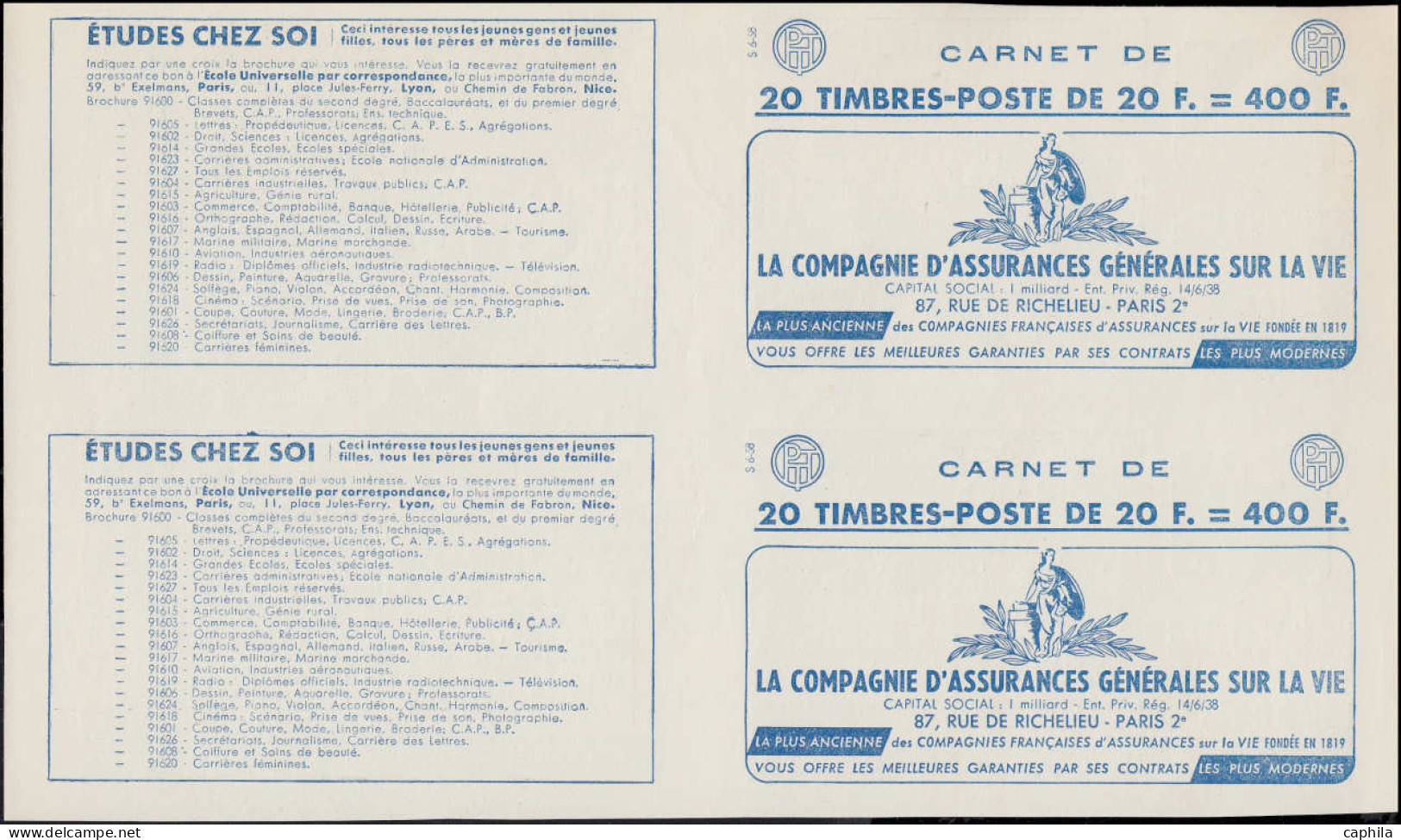 ESS FRANCE - Carnets - 1011B, Collection exceptionnelle de 20 couvertures de carnets en paires toutes se tenant (S.7.57 