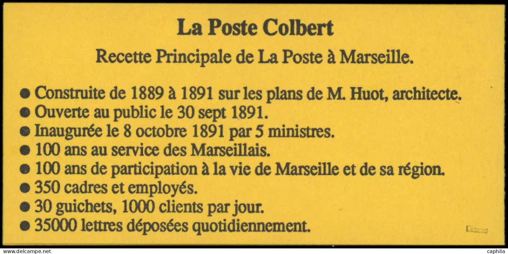** FRANCE - Carnets - 2712CPI, Tirage Local, Signé Isaac: Marseille, La Poste Colbert - Autres & Non Classés