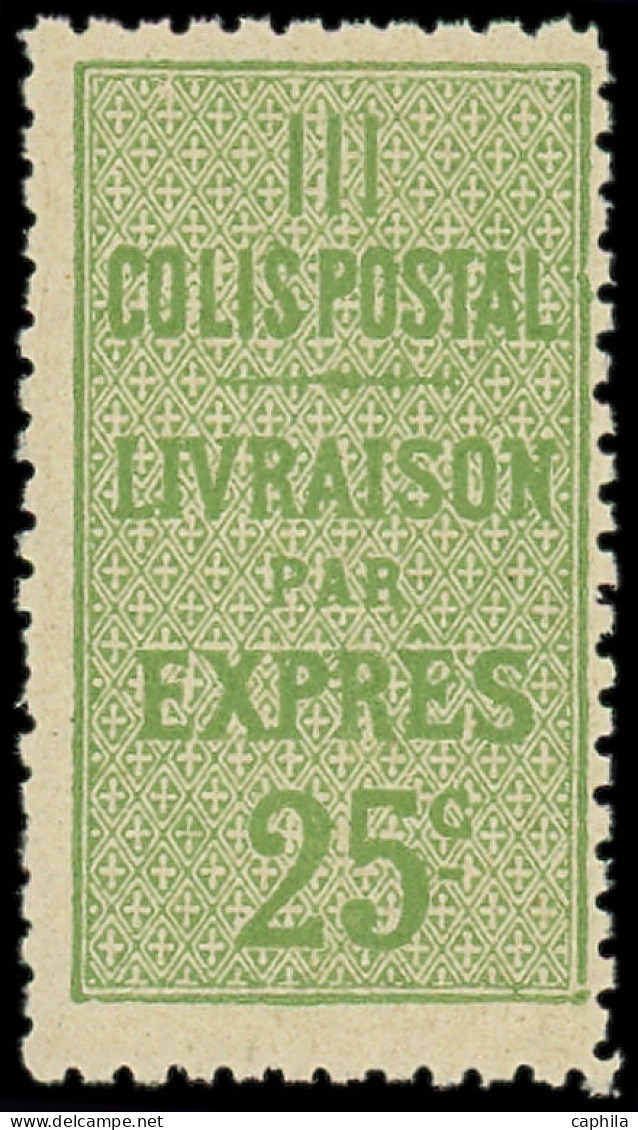 ** FRANCE - Colis Postaux - 8, Luxe: 25c. Vert-jaune - Nuovi