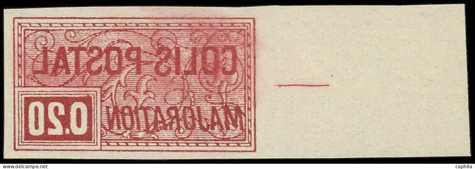 ** FRANCE - Colis Postaux - 158, Non Dentelé, Impression Inversée, Couleur Non Adoptée, Tirage 25, Bdf: 20c. Lilas-rose  - Ongebruikt