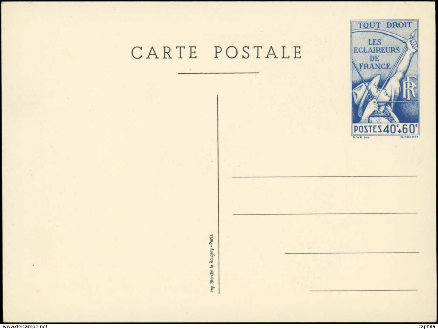 N FRANCE - Entiers Postaux - 15, Cp 40+60c. Bleu: Scouts éclaireurs (1939) - Autres & Non Classés