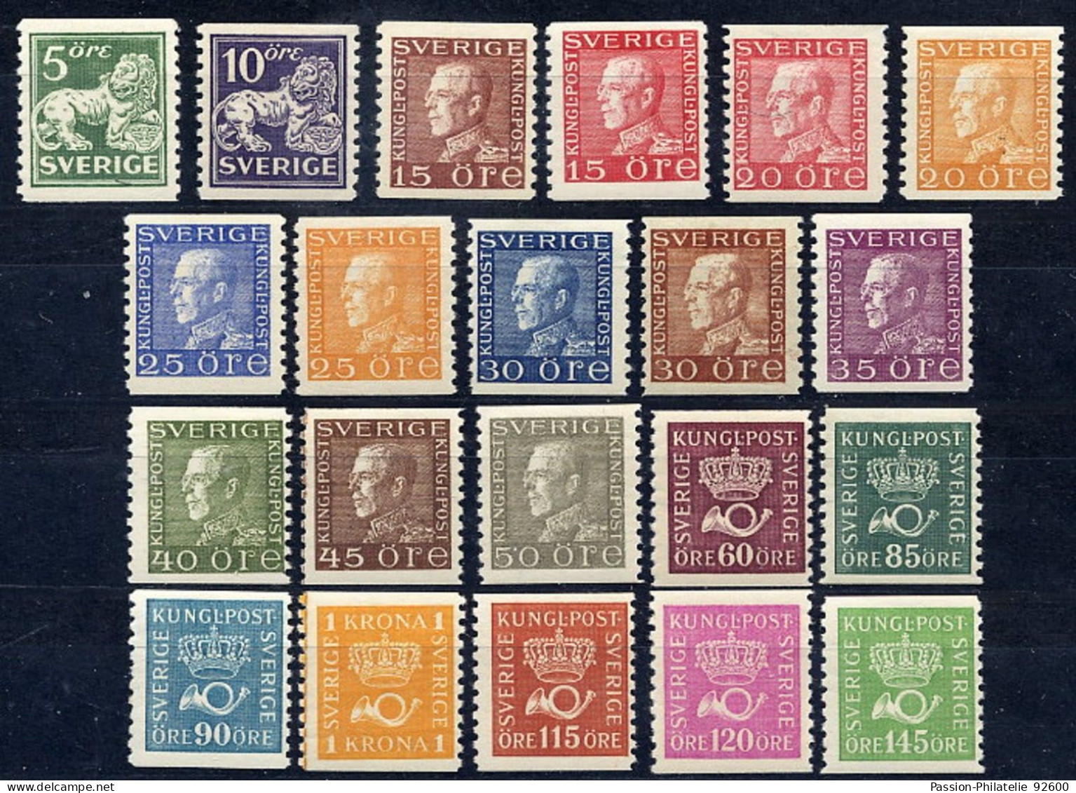 SWEDEN 1934-36 Definitives On White Paper Complete Set. MNH / **. Michel 175 II WA - 207 II WA - Neufs