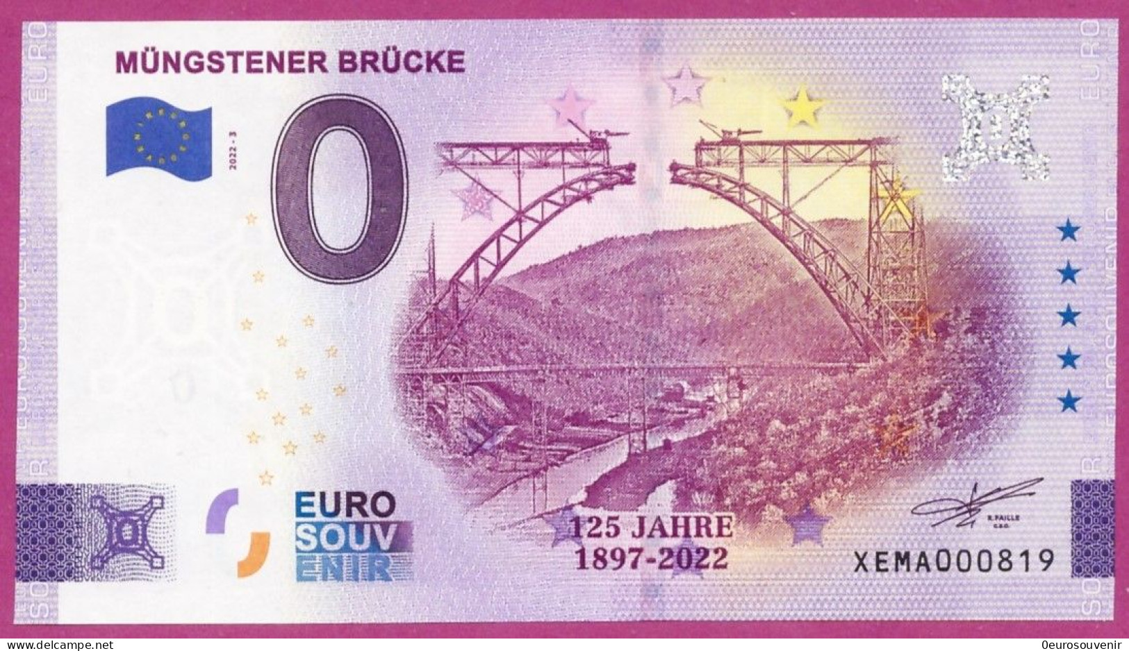 0-Euro XEMA 2022-3 MÜNGSTENER BRÜCKE - 125 JAHRE - Private Proofs / Unofficial