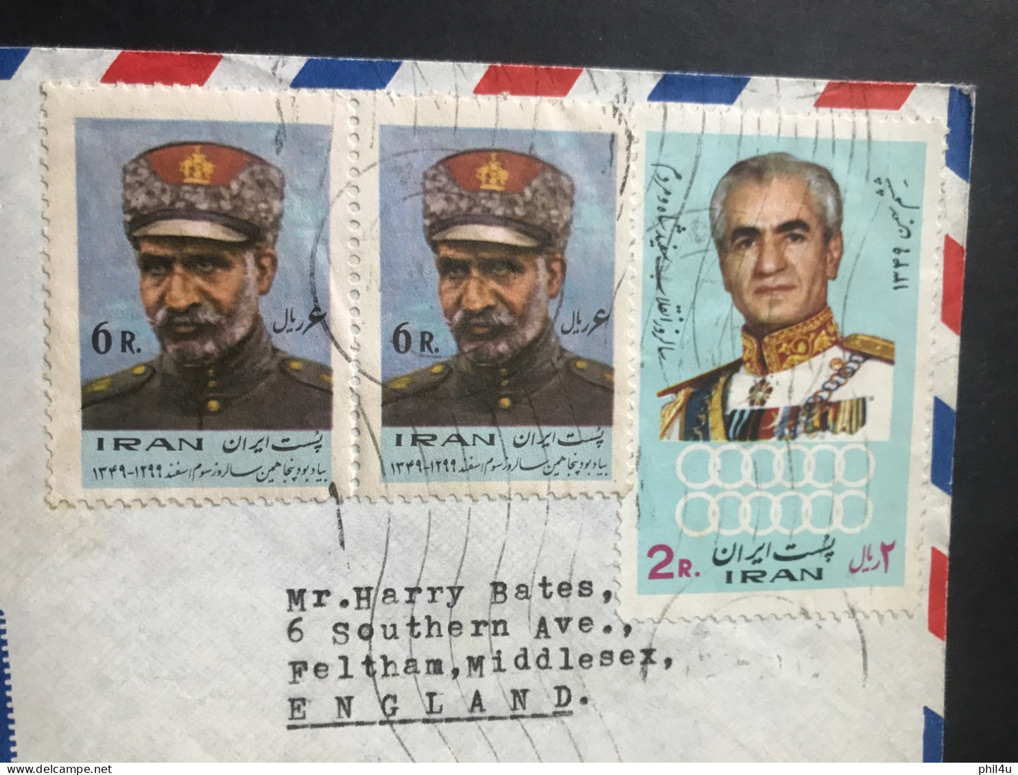 Iran Shah Picture On Stamp And 2 Stamps Cover To England See Photos Always Welcome Your Offers Also - Iran