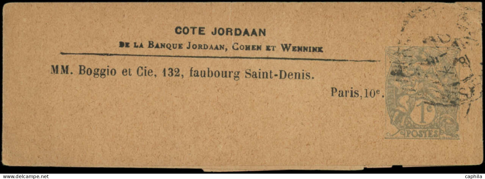 O FRANCE - Entiers Postaux - Storch A8b, Bande Journal Tsc: "Cote Jordan, Boggio Paris 10", Papier Bulle: 1c. Blanc - Sonstige & Ohne Zuordnung