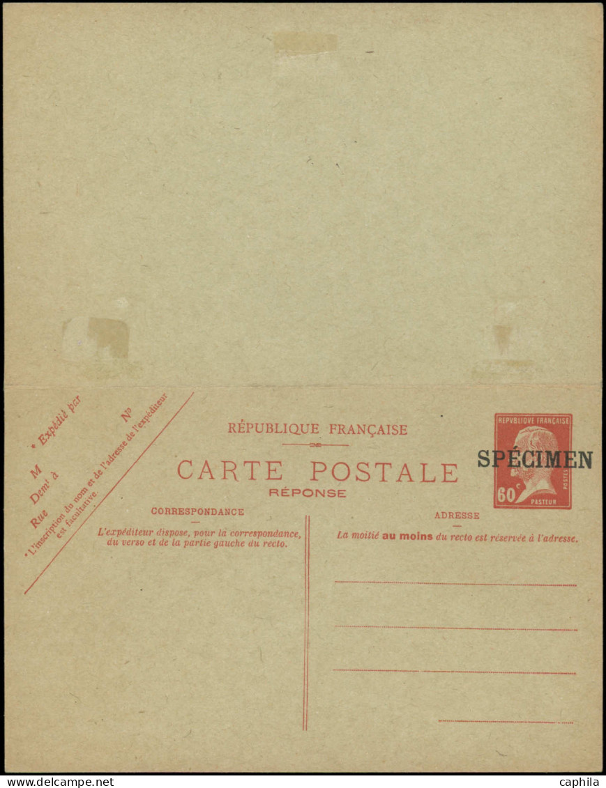 SPE FRANCE - Entiers Postaux - CPRP 1, Cp + Réponse, Surcharge Noire "spécimen": 60c. Pasteur - Other & Unclassified